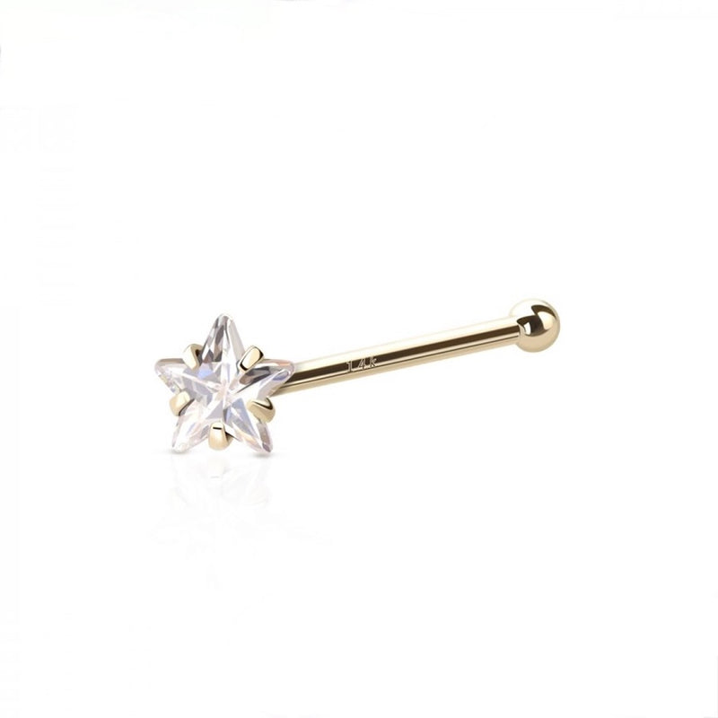 14 KARAT GOLD NOSE WITH STAR PRONG SET