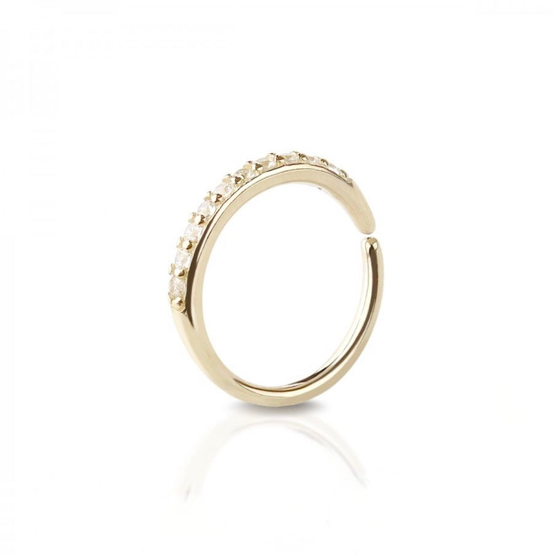 14 KARAT GOLD PAVED BENDABLE NOSE HOOP RINGS