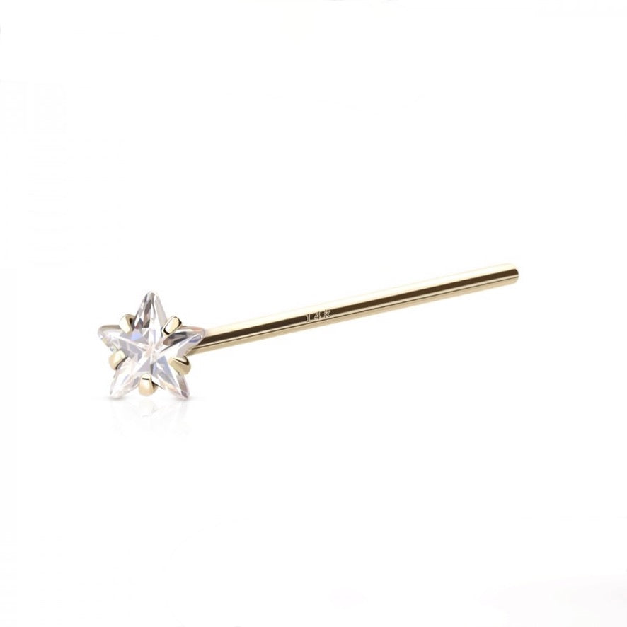 14 KARAT GOLD NOSE WITH STAR PRONG SET