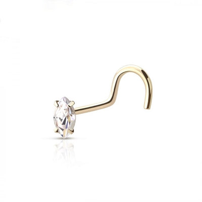 14 KARAT GOLD NOSE WITH MARQUISE PRONG SET