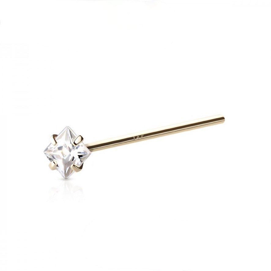 14 KARAT GOLD NOSE WITH SQUARE PRONG SET