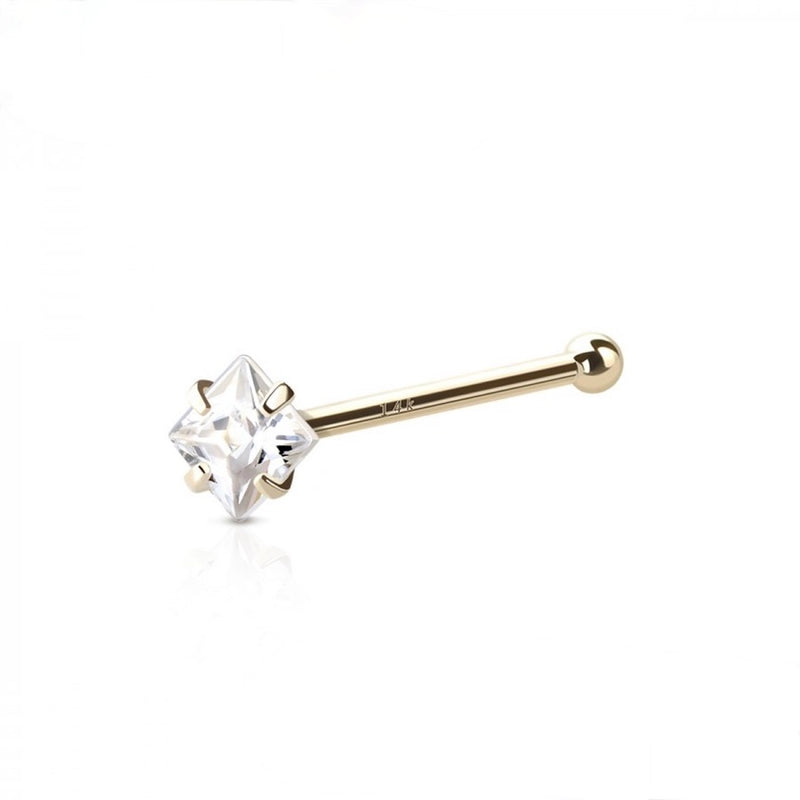 14 KARAT GOLD NOSE WITH SQUARE PRONG SET