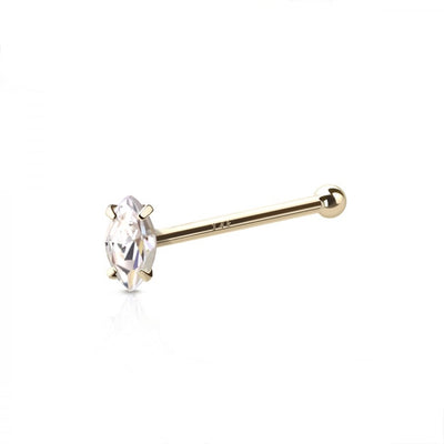 14 KARAT GOLD NOSE WITH MARQUISE PRONG SET