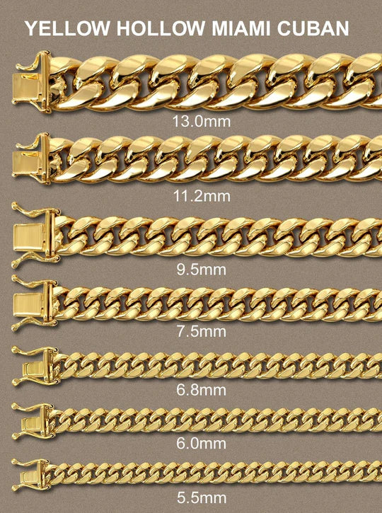 6MM MIAMI CUBAN SEMI SOLID GOLD CHAIN